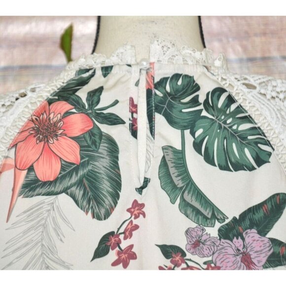 Shein Women's White Hawaiian Beach Blouse Top Plus Size 2X Sleeveless Lace Upper - Picture 8 of 12